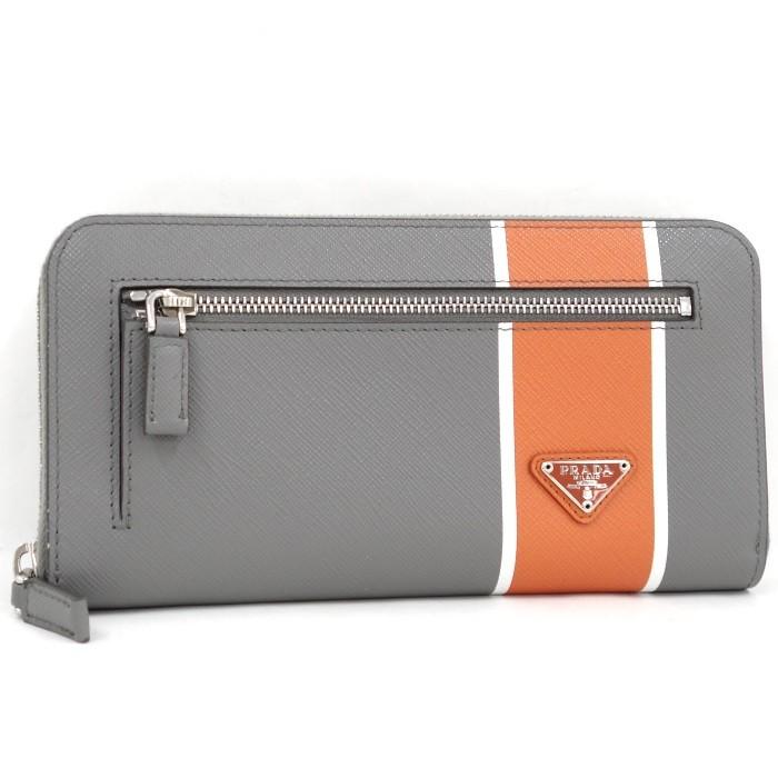 PRADA サフィアーノレザーグレー長財布
