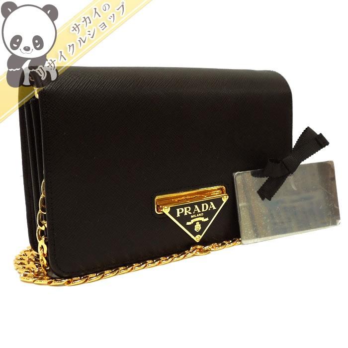 PRADA チェーンウォレット 財布 ショルダーバッグ サフィアーノレザー ブラック 1B006 【新品同様】【送料無料】 :  2000234257800029 : サカイのリサイクルショップ - 通販 - Yahoo!ショッピング