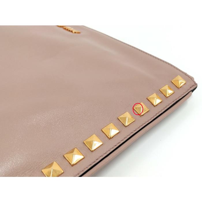 【中古】MIUMIU クラッチバッグ スタッズ レザー ピンク ベージュ RP0373｜interior-collection｜06