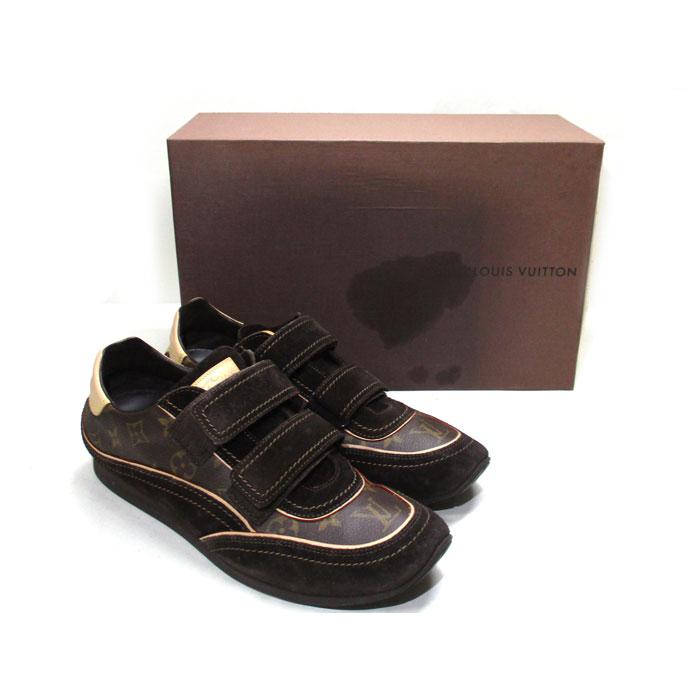 中古】LOUIS VUITTON ベルクロ スニーカー モノグラム スエード 表記 