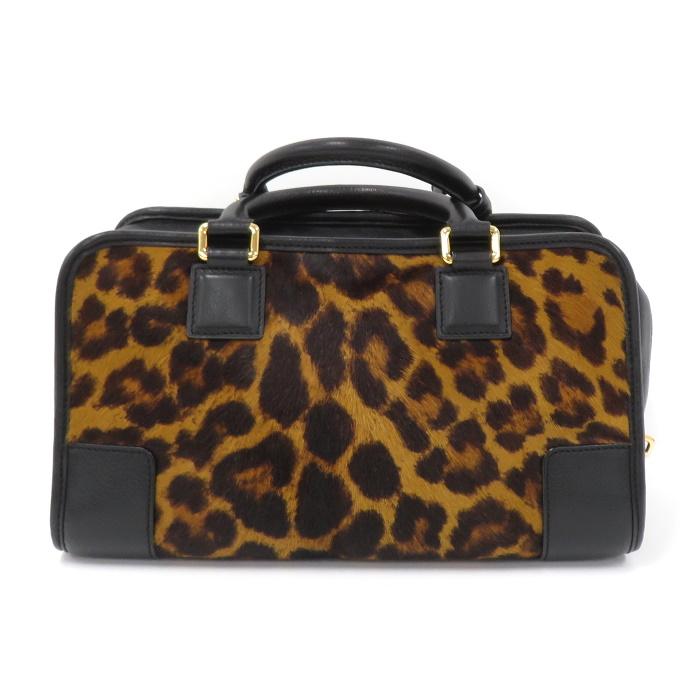 中古】LOEWE アマソナ28 ハンドバッグ レオパード柄 ハラコ レザー