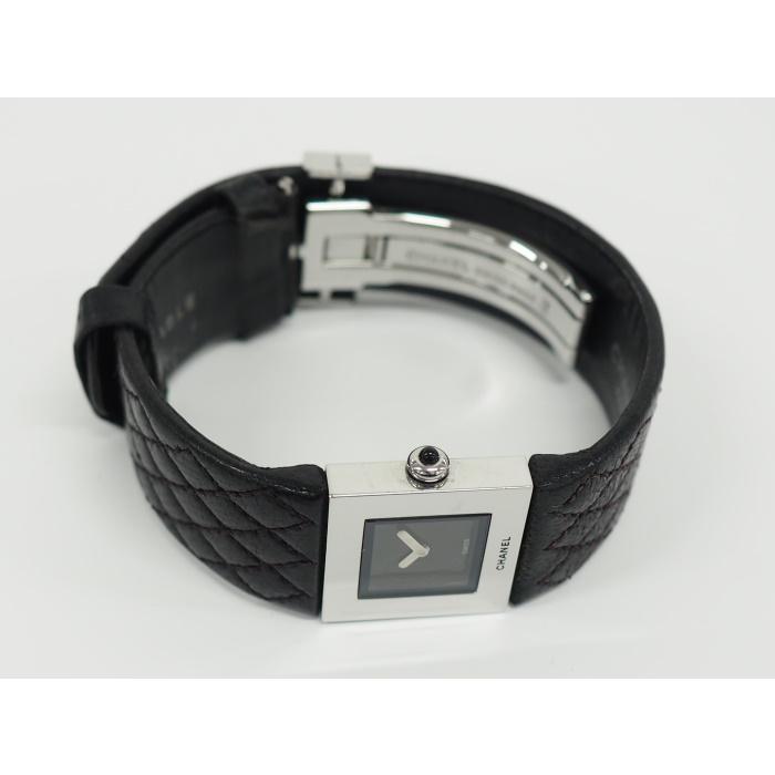 【中古】CHANEL マトラッセ レディース 腕時計 クオーツ SS レザー ブラック文字盤 H0116｜interior-collection｜02