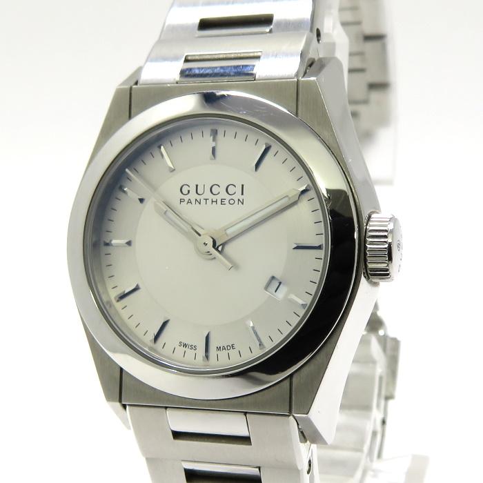 中古】GUCCI パンテオン レディース腕時計 SS クオーツ シルバー文字盤 