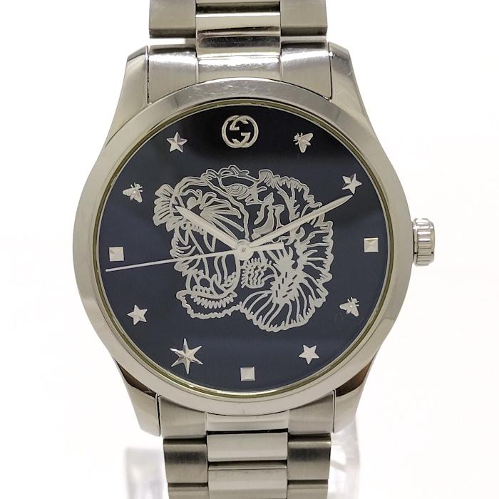 GUCCI Gタイムレス メンズ 腕時計 クオーツ SS ブラック文字盤 126.4  
