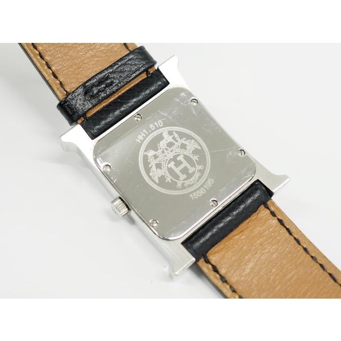 【中古】HERMES Hウォッチ レディース 腕時計 クオーツ SS レザー ブラック文字盤 HH1.150｜interior-collection｜09