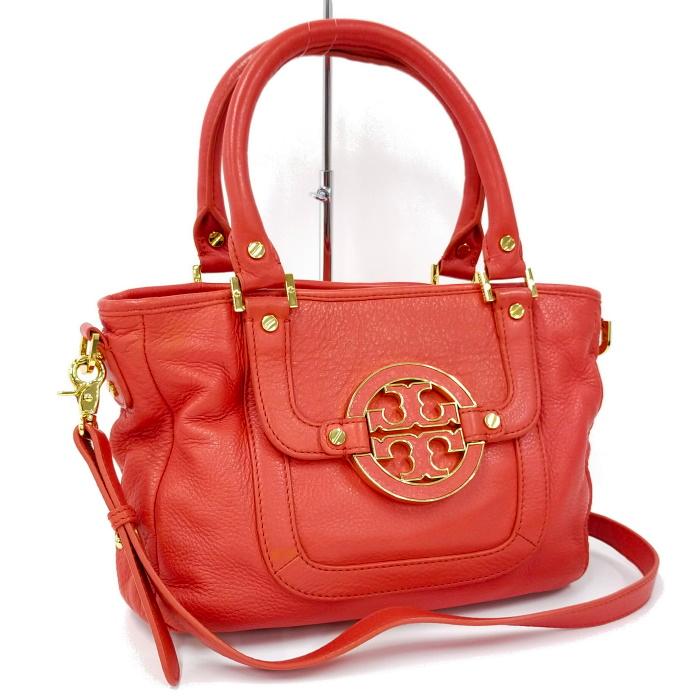 中古】TORY BURCH 2WAY ショルダーバッグ オレンジ レザー 
