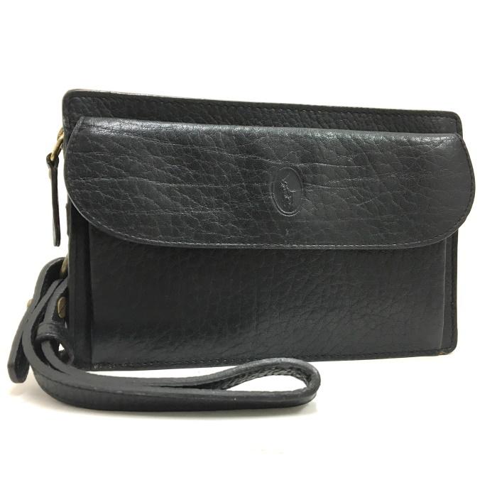 中古】RALPH LAUREN クラッチバッグ レザー ブラック : サカイの 