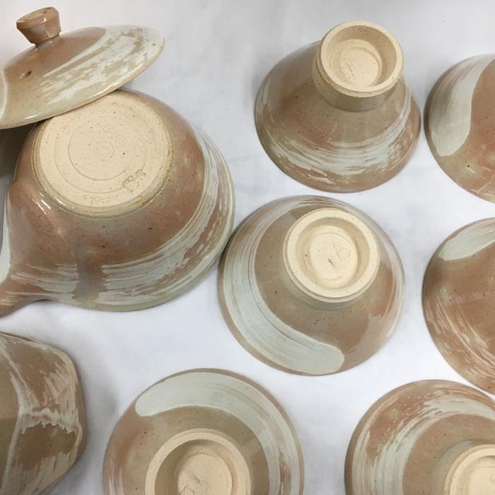 朝日窯 刷毛目 煎茶器 セット 湯呑 急須 湯さまし [jgg 朝日窯 刷毛目 煎茶器 セット 湯呑 急須 湯さまし [jgg