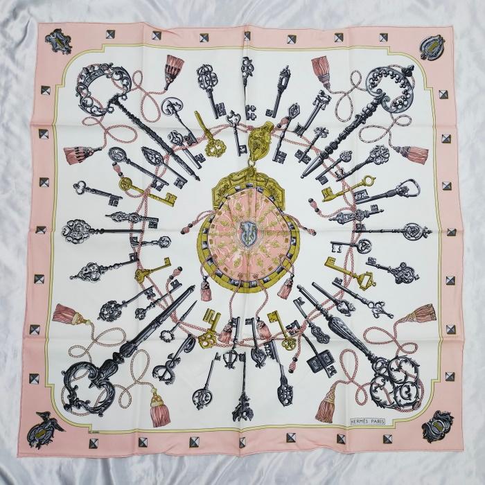 中古】エルメス カレ90 スカーフ LES CLES THE KEYS RARE 大判 キー 