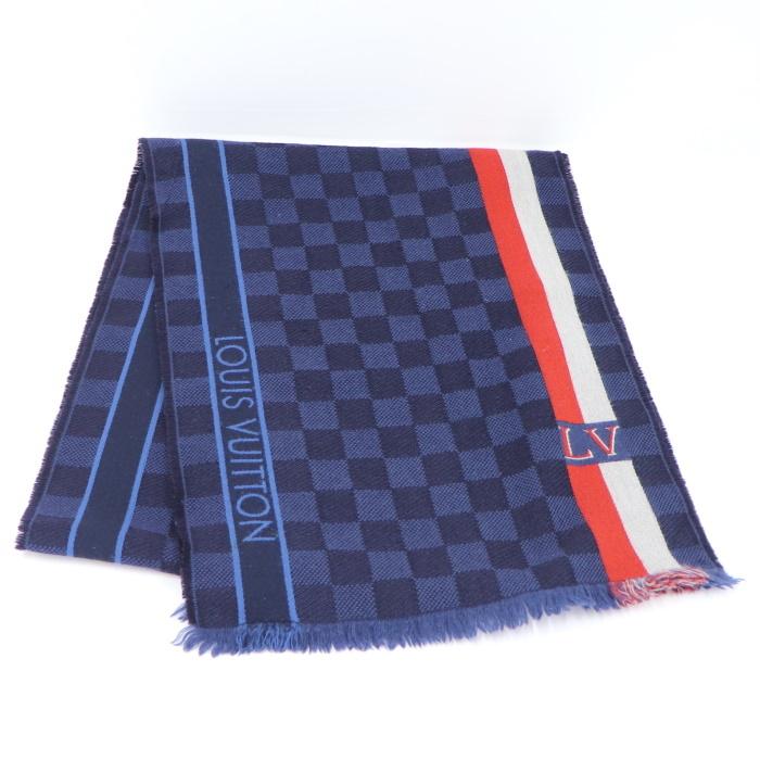 中古】LOUIS VUITTON マフラー エシャルプ メサジェ ダミエ ウール  