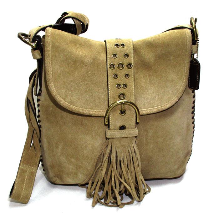 COACH 本革スエードフリンジショルダーバッグ