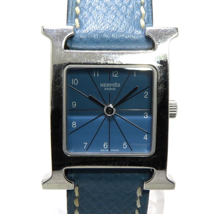 中古 エルメス Hウォッチ レディース 腕時計 クォーツ シルバー 革ベルト ブルー文字盤 B刻印 Hh1 210 サカイのリサイクルショップ 通販 Yahoo ショッピング