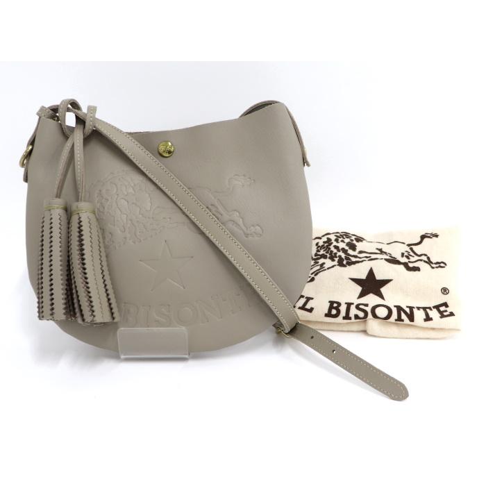 IL BISONTE 【中古】IL ショルダーバッグ タッセル レザー グレー 