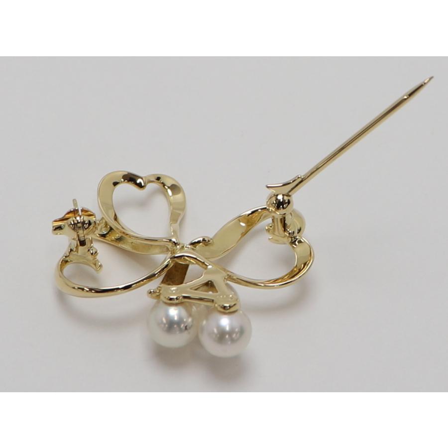 MIKIMOTO 【中古】ミキモト ブローチ リボンモチーフ パール 750YG  