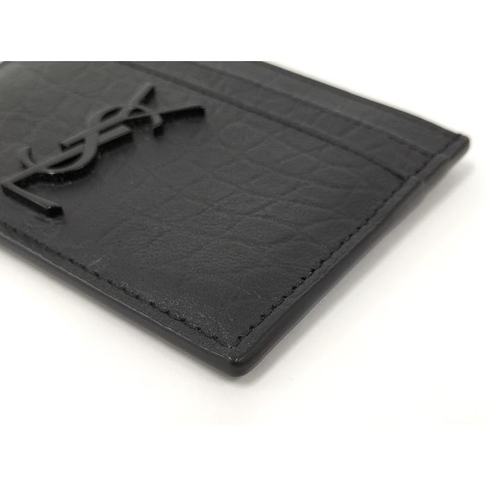 SAINT LAURENT カードケース YSL ロゴ クロコ型押し レザー ブラック