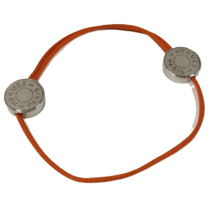 HERMES セリエ コード ブレスレット オレンジ シルバー メッキ