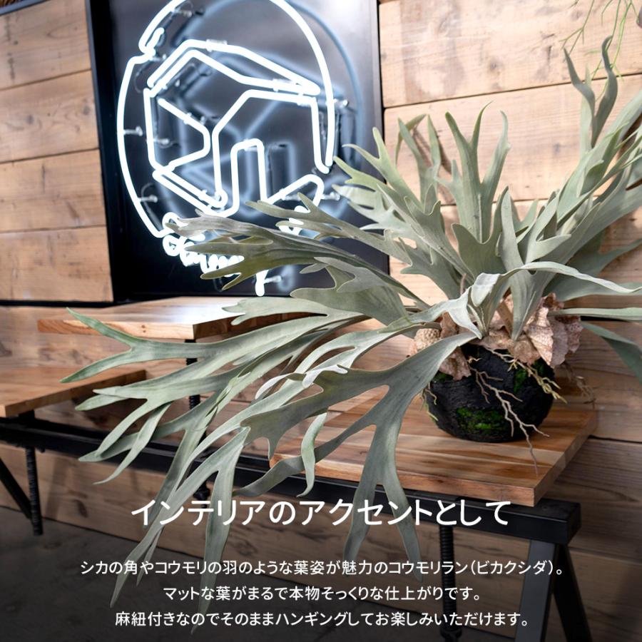 フェイクグリーン 壁掛け 壁 吊り下げ 卓上 置物 観葉植物 インテリアグリーン ハンギングプランツ コウモリランL  C-F-1の画像