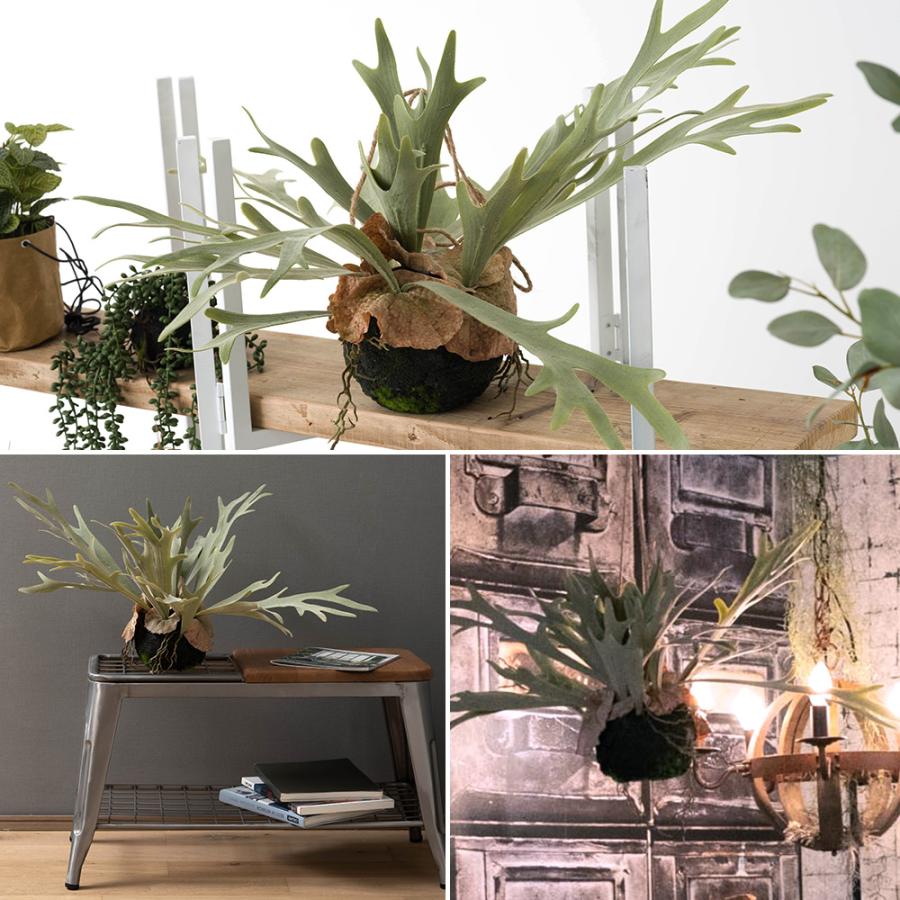 光触媒　人工観葉植物　ウォールグリーン　フェイクグリーン　コウモリランモスボール フェイクグリーン ハンギング 大型 壁掛け コウモリラン