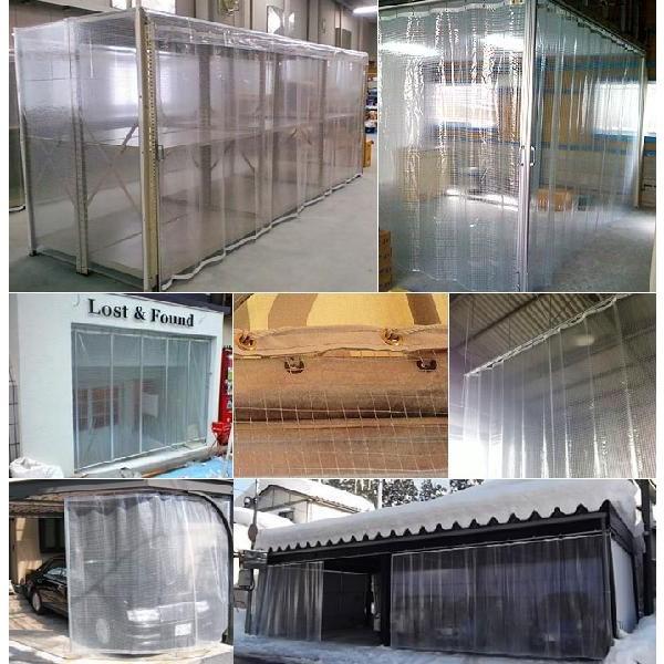 ビニールカーテン　防寒　PVC透明　FT07　巾601〜700cm　オーダーサイズ　糸入り　丈351〜400cm　防炎　JQ