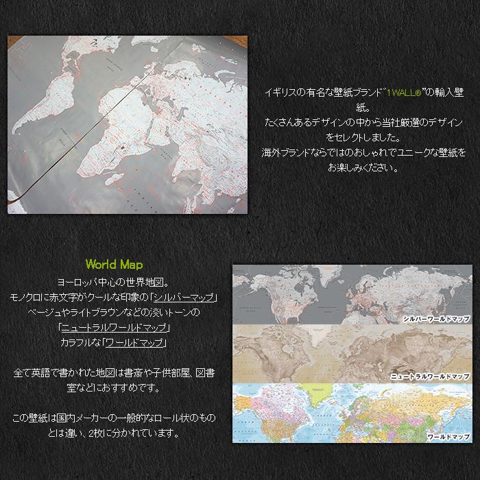 壁紙 おしゃれ 地図 張り替え 自分で diy クロス 輸入壁紙 シルバーワールドマップ Silver World Map 紙製 CSZ｜interior-depot｜02