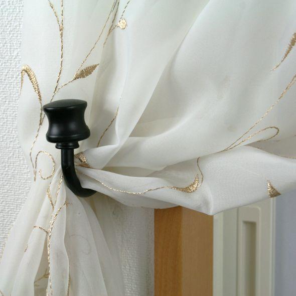 ホワイト プリーツカーテン カーテン留め具付き アイアン カーテンホルダー プレーン 2個セット カーテン 房かけ