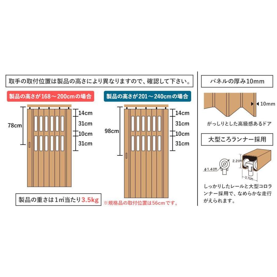 アコーディオンカーテン パネルドア アコーディオンドア 間仕切り オーダー シャット 幅86cm×高さ175〜180cm 直送品 JQ｜interior-depot｜10