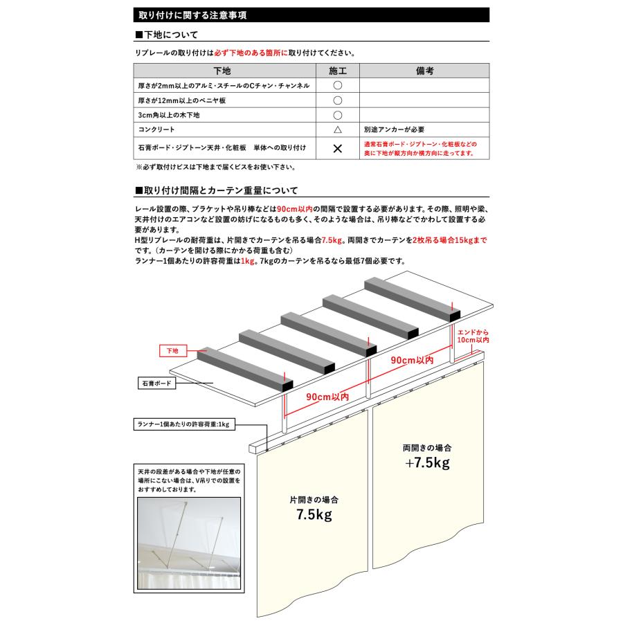 病院用 医療用 カーテンレール 天井付け 吊り下げ カーブレール H型リブレール 1510mm×2510mm 吊棒L字セット H-N-0_9