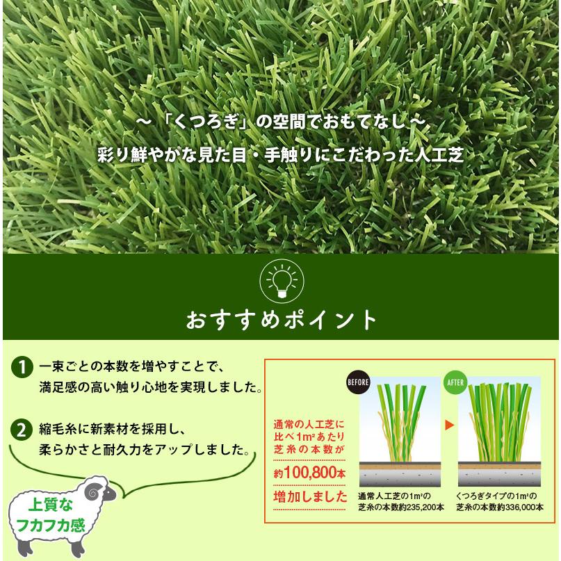 人工芝 ロール diy 庭 リアル人工芝 1m×10m 芝丈40mm いつでもGreen くつろぎタイプ 直送品 JQの画像