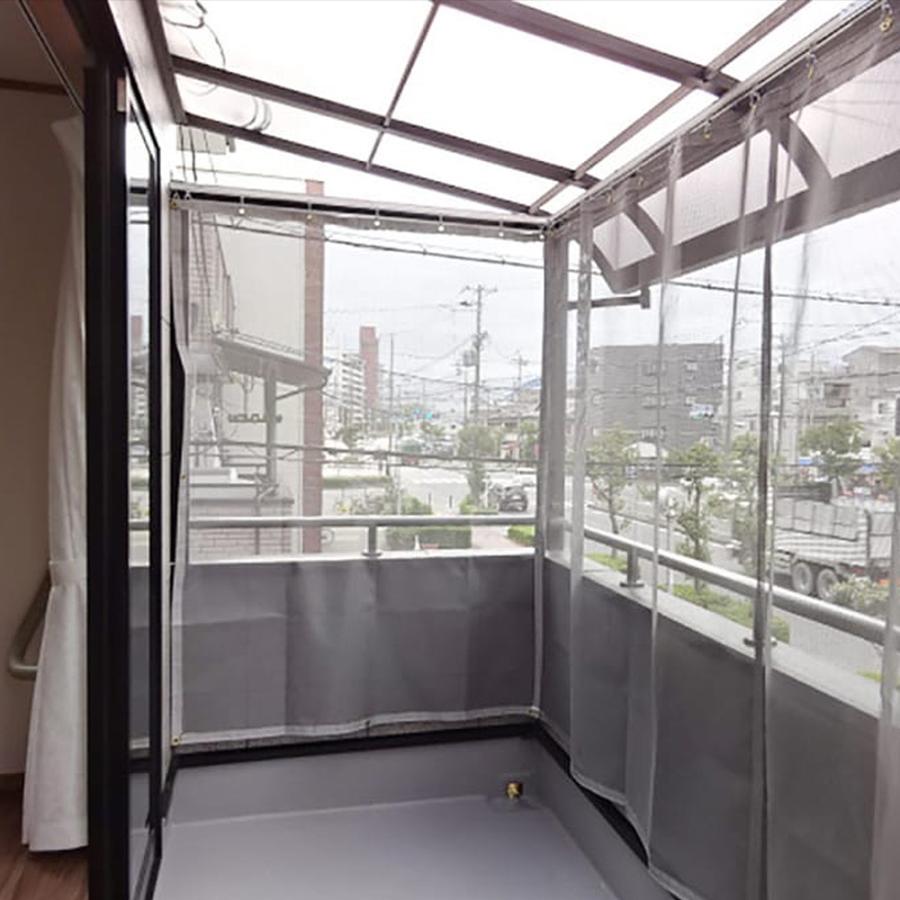 カーポート 防風ネット オーダー 防炎 目隠し ベランダ メッシュシート FT22 幅361〜450cm 【白】 丈351〜400cm JQ