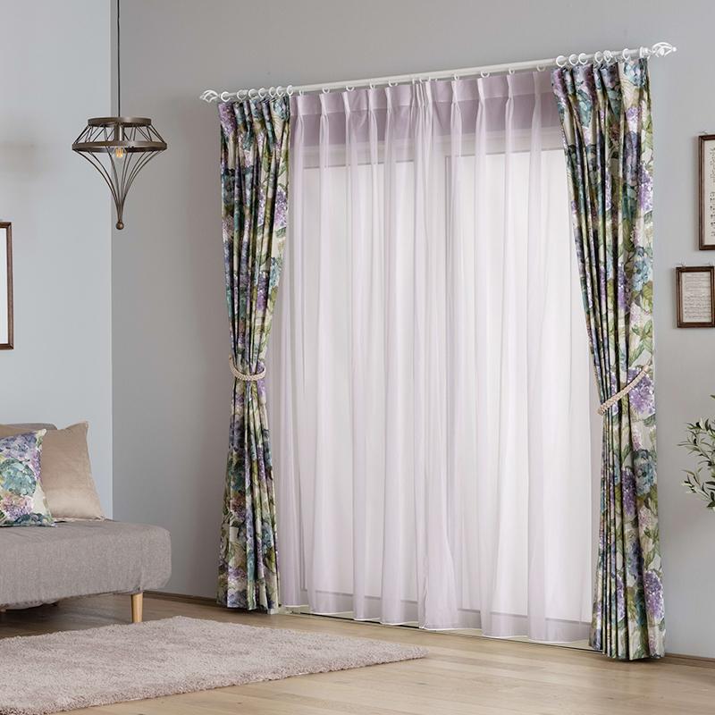 友安製作所 レースカーテン 2枚組 カラーレース 防炎 光触媒 おしゃれ