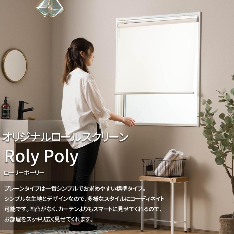 ロールスクリーン ロールカーテン 非遮光 防炎 おしゃれ 北欧 和風 無地 オーダー 日本製 Roly Poly プレーン 幅30〜45cm 丈30〜80cm RSN｜interior-depot｜02