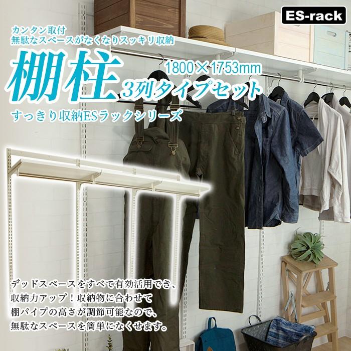 棚柱 Diy 棚 簡単 すっきり収納esラック用 3列タイプ 標準セット W1800xd400xh1753 Jq Sa Esr1800set カーテン レールのインテリアデポ 通販 Yahoo ショッピング