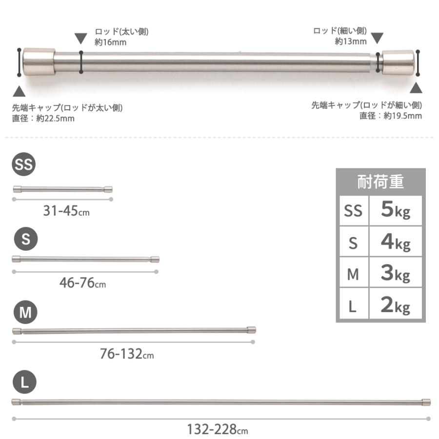 突っ張り棒 つっぱり棒 浴室 防水 耐水 おしゃれ カーテン 棚 収納 強力 Diy お風呂場 キッチン 水まわり 2m L 132 228cm ミラ Trmil カーテン レールのインテリアデポ 通販 Yahoo ショッピング
