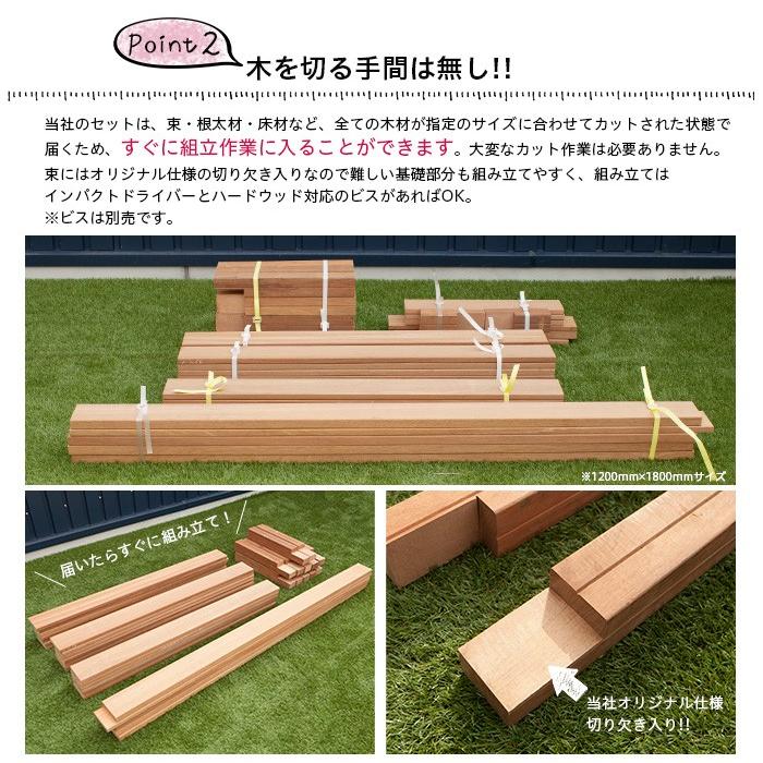 セット 木材 天然木 DIY キット デッキセット ウリン 1800×3600mm JQ 【コーナー】