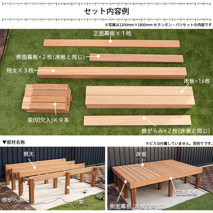 セット 木材 天然木 DIY キット デッキセット ウリン 1800×3600mm JQ 【コーナー】