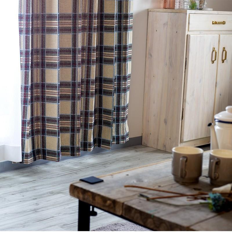 友安製作所 カーテン おしゃれ チェック 既製サイズ 幅90cm 丈は135cm