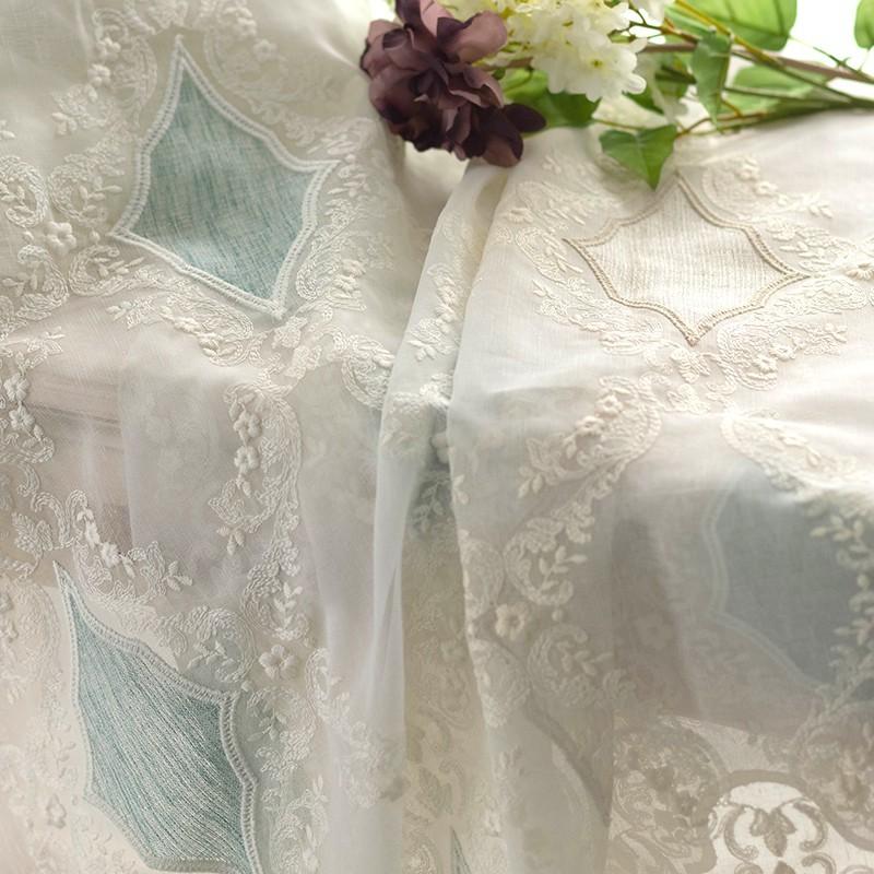 友安製作所 カフェカーテン レースカーテン 刺繍 おしゃれ リネン調