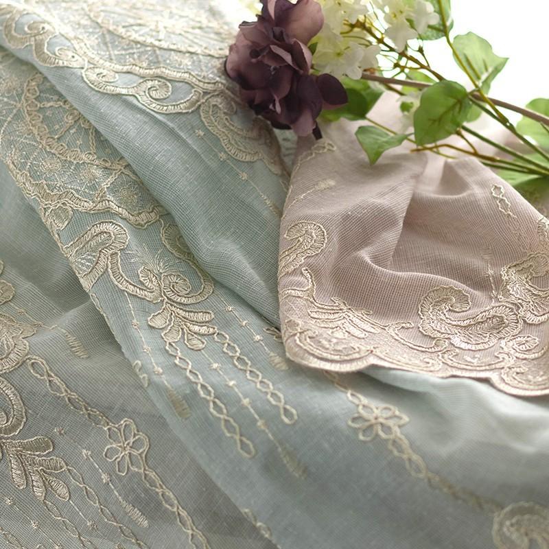 友安製作所 カフェカーテン レースカーテン 刺繍 おしゃれ リネン調