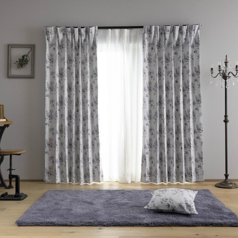 友安製作所 カーテン おしゃれ 遮光2級 花柄 既製サイズ 幅100cm 丈は