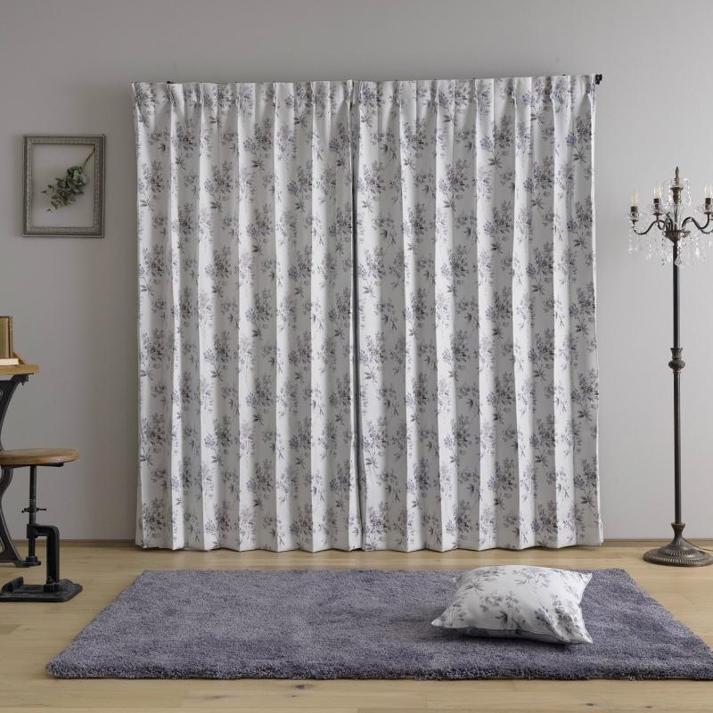 友安製作所 カーテン おしゃれ 遮光2級 花柄 既製サイズ 幅100cm 丈は