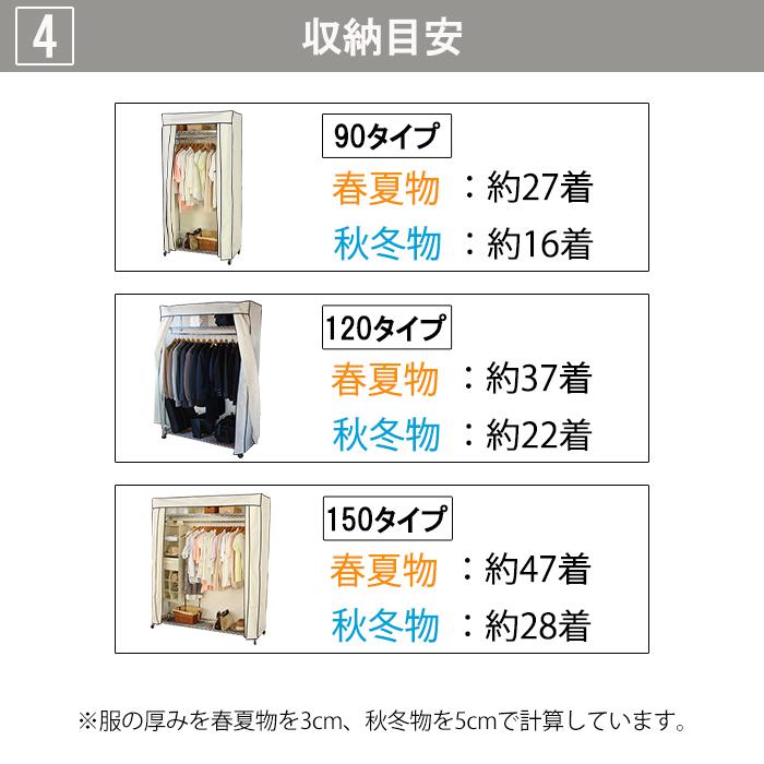 ハンガーラック 頑丈 ワードローブ カバー付き 幅120 洋服掛けラック スリム おしゃれ 棚付き 洗えるカバー_6