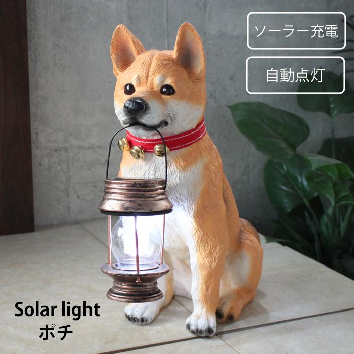 ソーラーライト 柴犬ポチ 置き物 ガーデンライト 玄関灯 犬型 置物