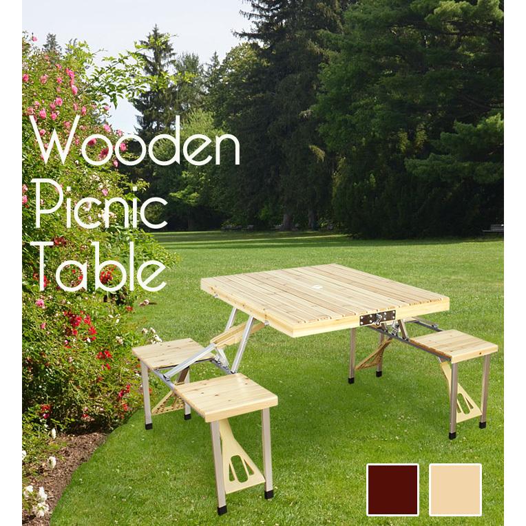 ピクニックテーブル 木製 アウトドア テーブルセット 折りたたみ / 訳 