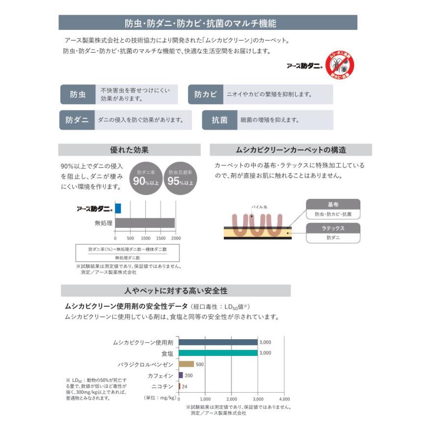 カーペット 防ダニ 防炎 アスワン 制電 防カビ 防虫 遮音 床暖房対応 遊び毛防止 アスブリンク 幅130〜150ｃｍＸ長さ391〜420ｃｍまで_3