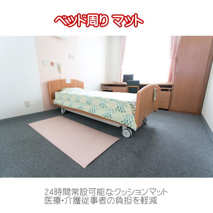 車いす対応 クッションフロアマット 防炎 介護用 防水 床保護 滑り止め 衝撃吸収 ベッド周り対応 約60cmX150cm_3