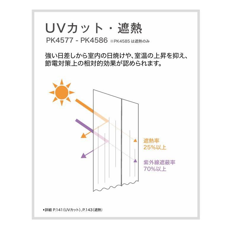 防炎 レースカーテン サンゲツ 病院 介護 公共施設用 ソリフル 標準縫製仕様 1.5倍ヒダ PK4578 巾267〜333cmＸ丈121〜140cmまで_2