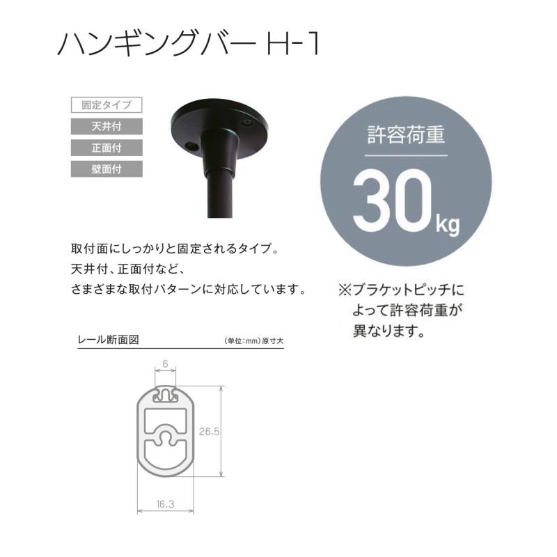 ハンガーラック おしゃれ ハンギングバー トーソー TOSO 部屋干し  組立式 H-1 天井付 Cタイプセット 規格品 W278cmXH15cmの画像