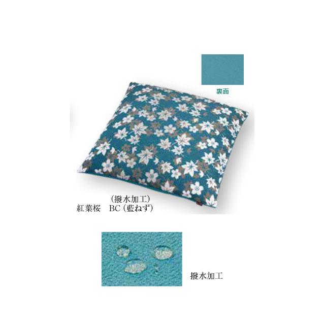 ちりめん 座布団 紅葉桜(金茶/藍ねず) 撥水加工 カバーサイズ 59×63cm 通常わた入りの画像