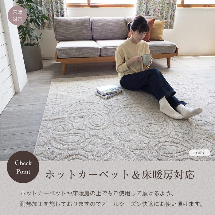 ラグ Noel Sサイズ 約130×185cm 約1.5畳 アイボリー/グレー 日本製 防ダニ 遊び毛防止 ホットカーペット・床暖対応 軽量 ウォッシャブル スミノエ ノエル noelの画像