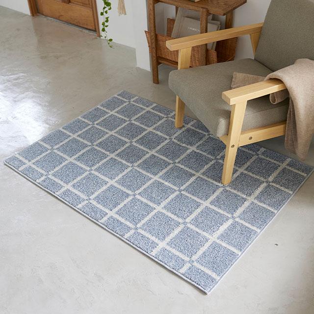 スミノエ　ラグマット　オセロ　90×130 スミノエ ラグマット オセロ 90×130cm ブルー/オレンジ/ホワイト 日本